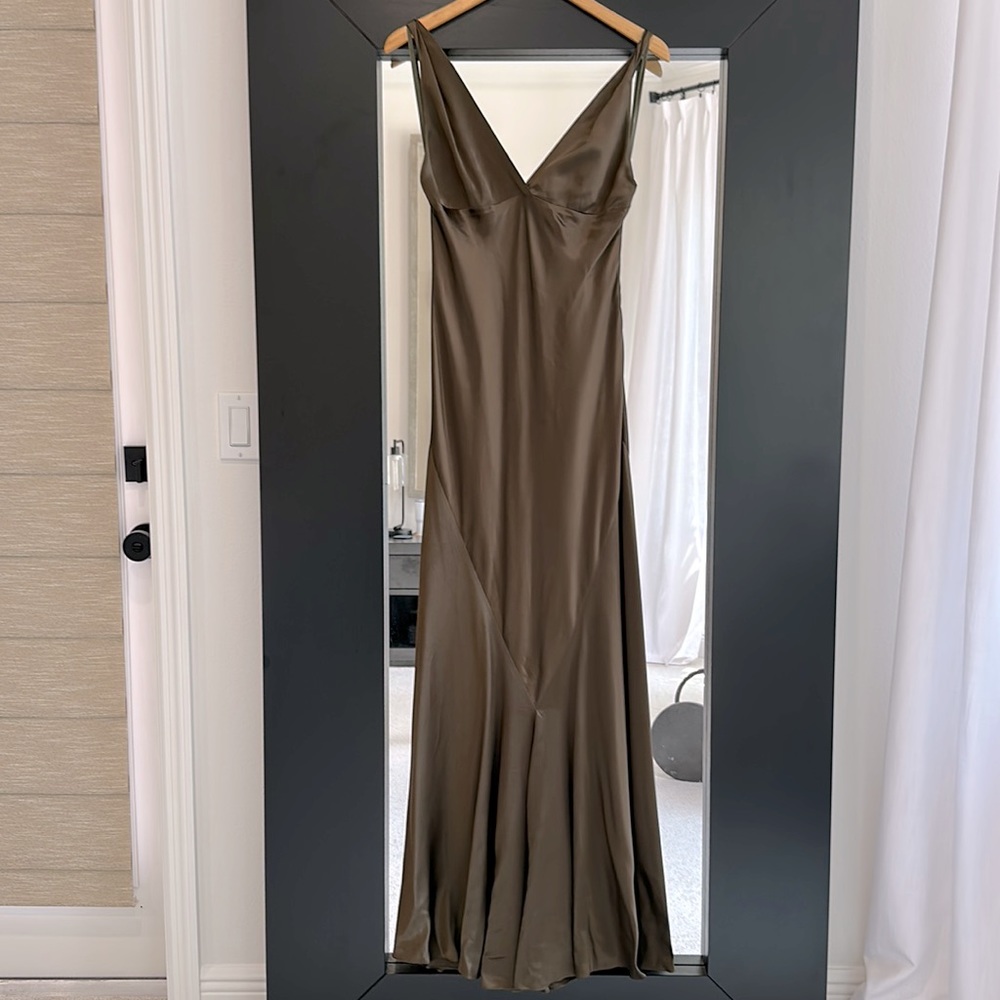 Like new Ralph Lauren silk olive green dress